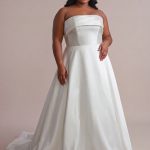 Brooklyn plus size satin wedding dress with an A-line skirt