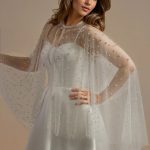 pearl covered bridal cape.