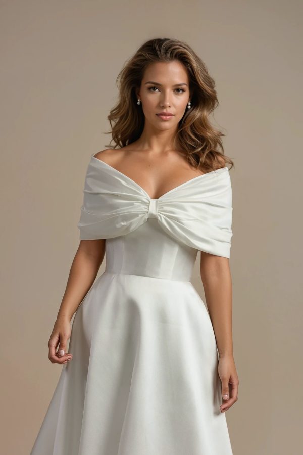 Gathered satin bridal wrap