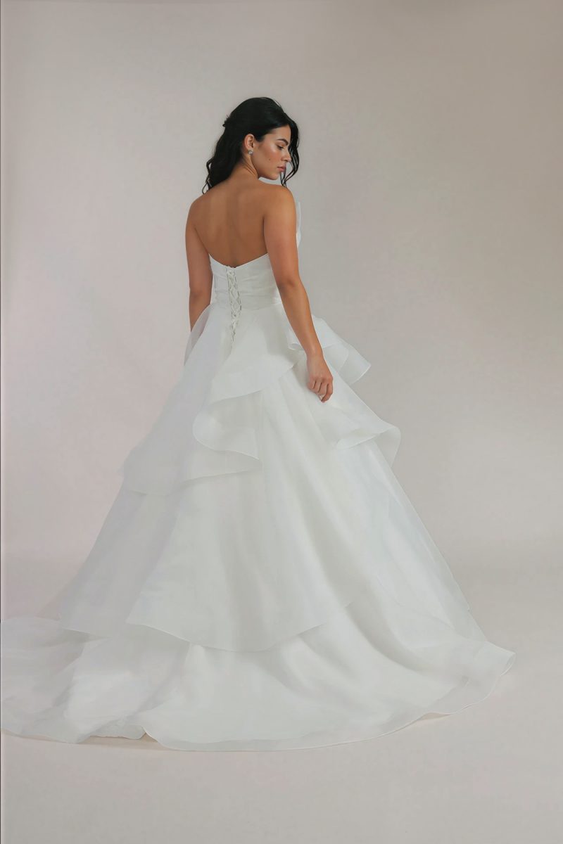 Train Of Addie Dress with ruffled skirt.