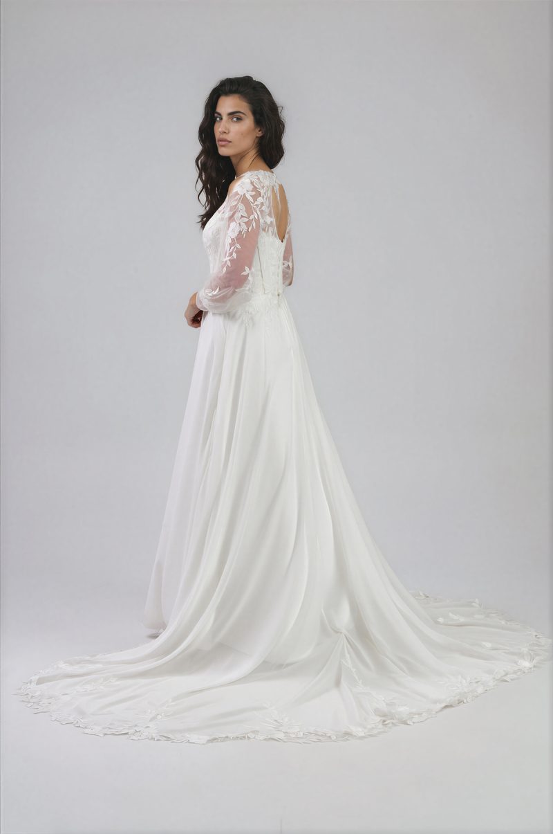 Tessa Chiffon Wedding Dress Side