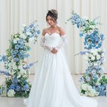 Billie Wedding Dress with boned bodice and basque waist.