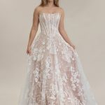 Boho lace wedding dress with chapel train