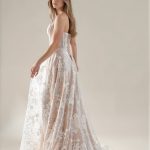Evie boho lace wedding dress in nude and ivory