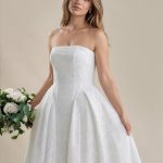 Wedding Dress with gathered hip pleats