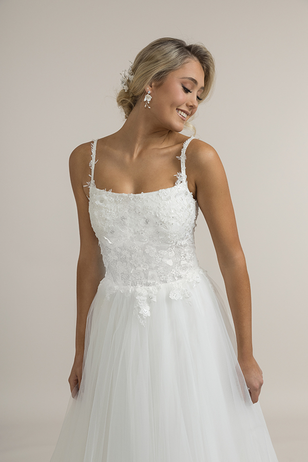 Sadie White Ball Gown Close Up