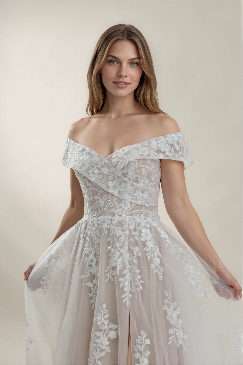 Lace Aline Wedding Dress With Split