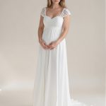 Maternity wedding dress with lace bodice