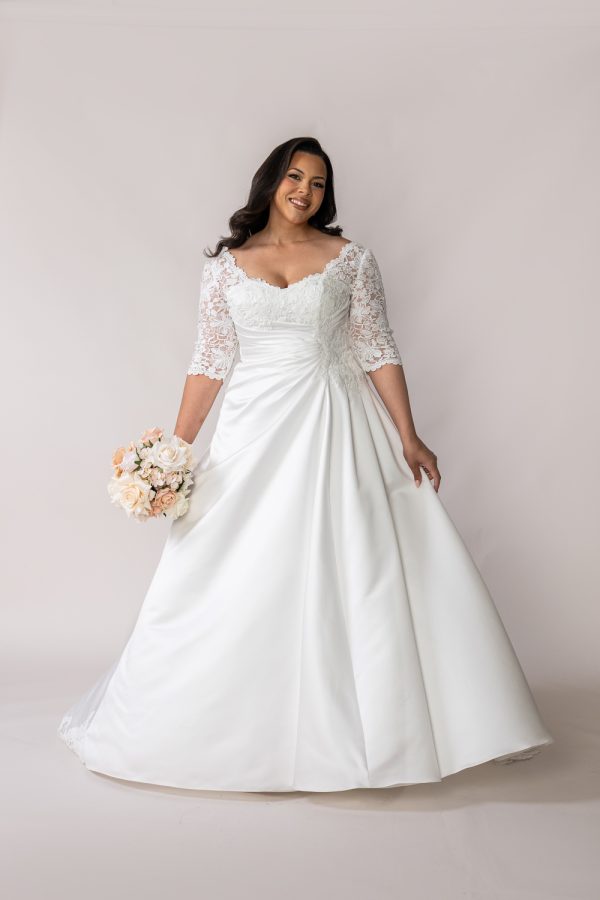 Curve Wedding Dress With Long Sleeves