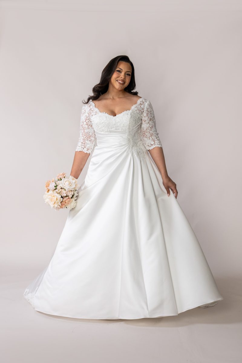 Curve Wedding Dress With Long Sleeves