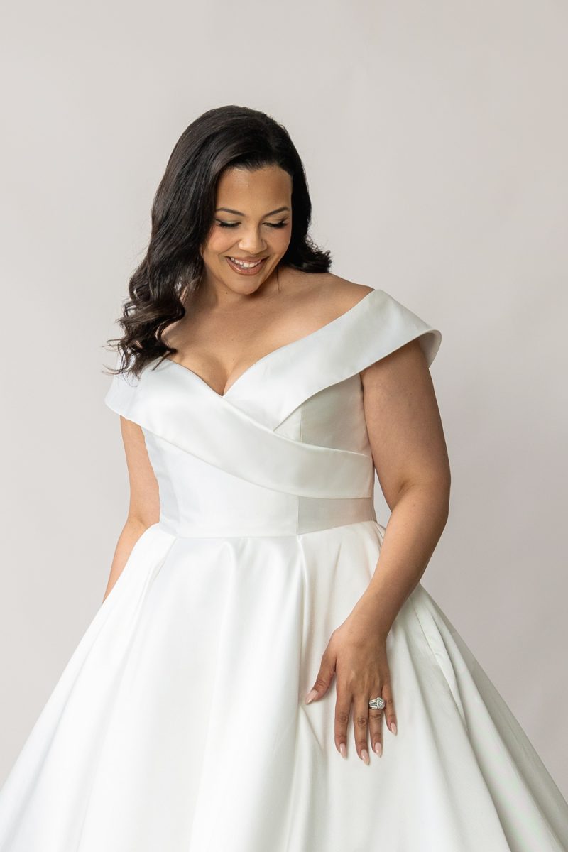 Off The Shoulder Satin Wedding Dress