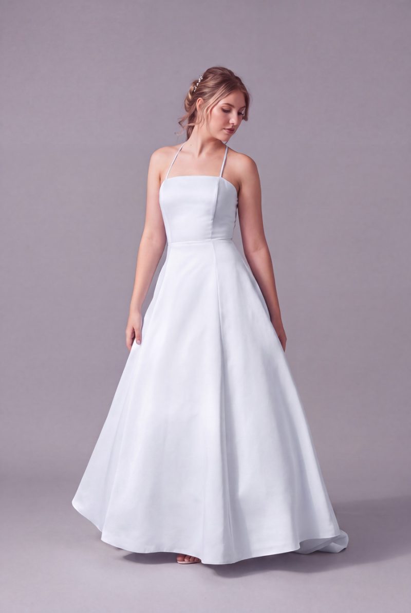 Priscilla Satin Backless Deb Dress by Leah S Designs Melbourne