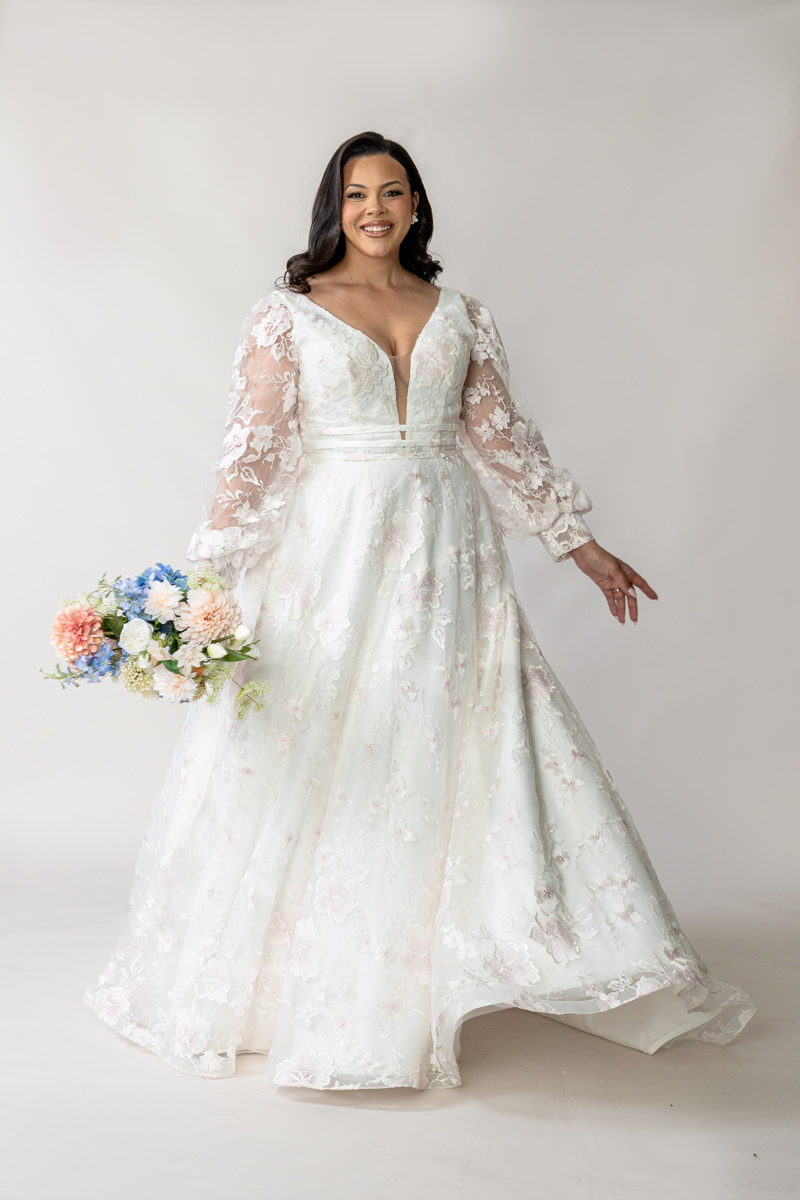 Wedding Dress With Floral Sleeves